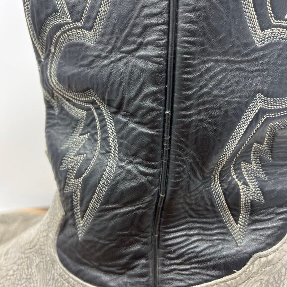 Tony Lama Men’s Size 10 E(Wide) Shrunken Bull Shoulder Gray/Black Cowboy Boots - Picture 10 of 12
